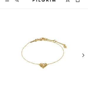 Pilgrim Gold Heart Charm Bracelet